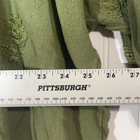 Rachel Zoe 3X Olive Green Embroidered Boho Peasant Tunic Top Blouse Festival - Picture 4 of 7